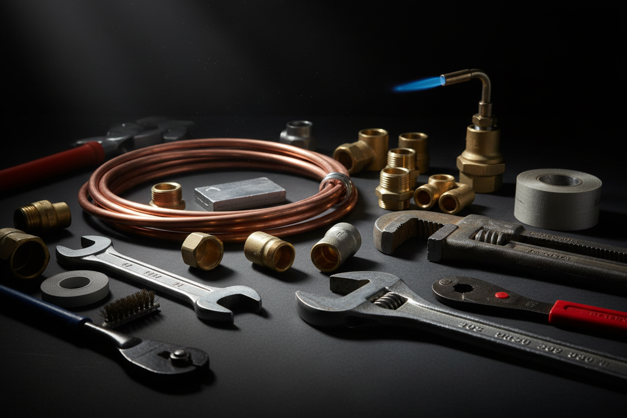Industrial Plumbing Tools Dark Background